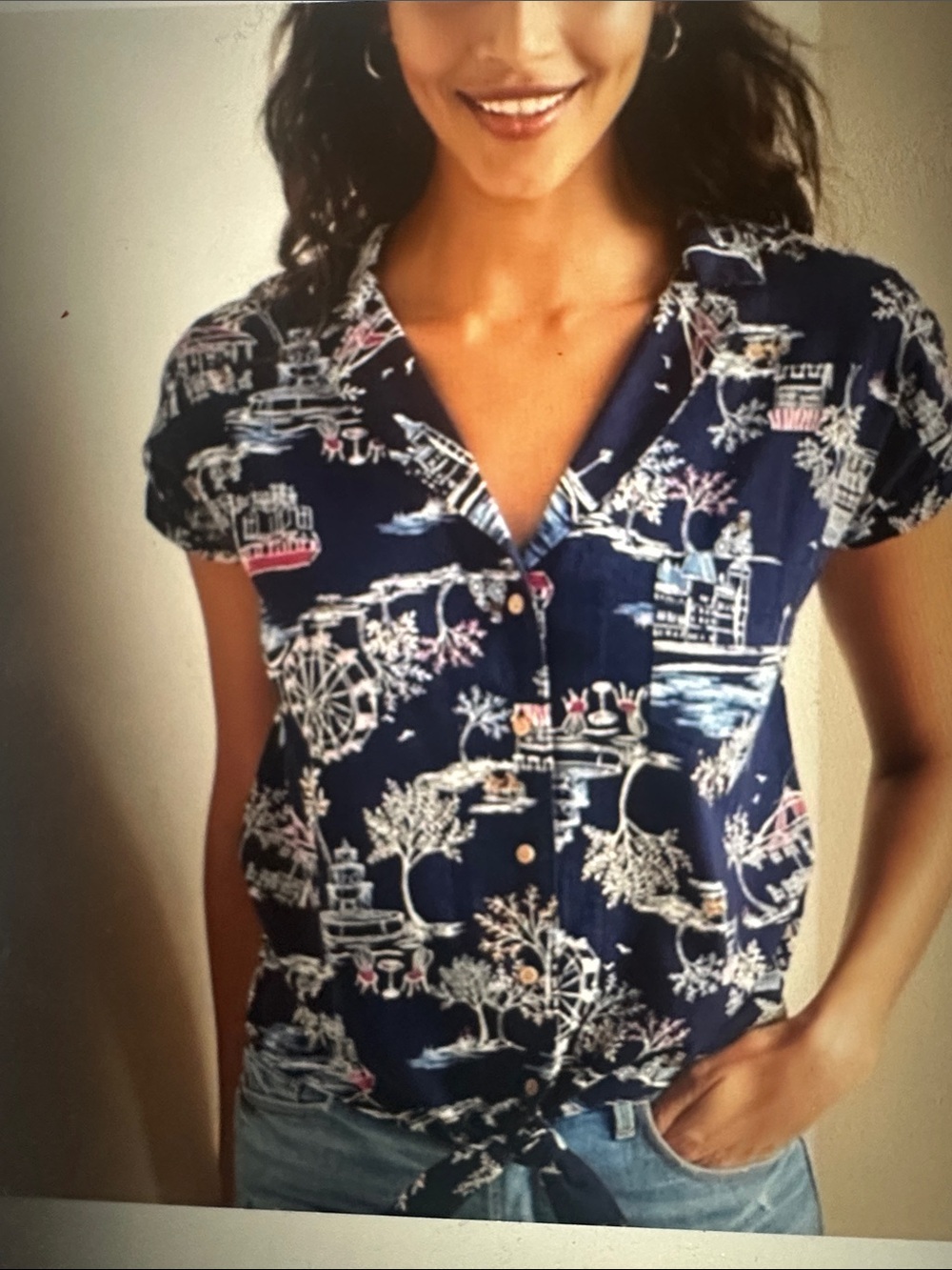 Old Navy Tie-Front Blouse, size Large